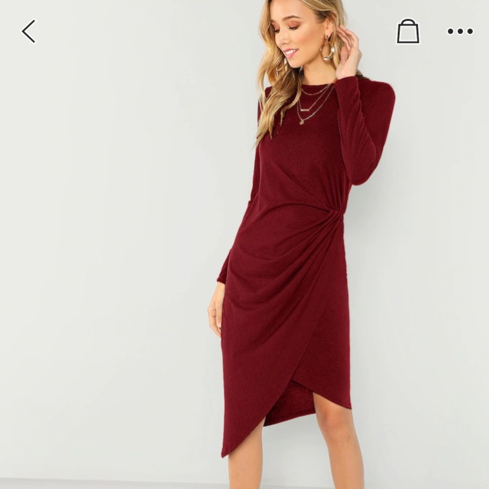 NEW Red Asymmetrical Ruched Dress